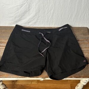 Prana Black Athletic Shorts with Patterned Accents
